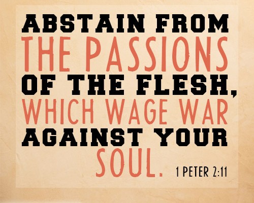 Abstain from the passions of the flesh, which wage war against your soul