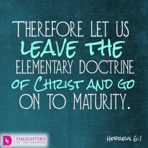 Therefore let us leave the elementary doctrine of Christ and go on to maturity