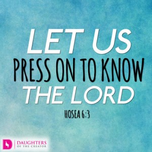 Let us press on to know the LORD