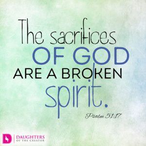 The sacrifices of God are a broken spirit