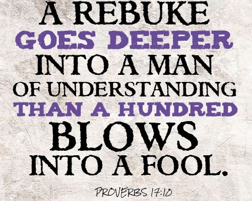 A rebuke goes deeper into a man of understanding than a hundred blows into a fool