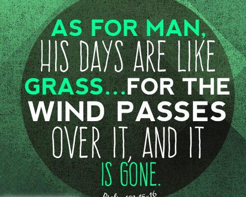 As for man, his days are like grass…for the wind passes over it, and it is gone