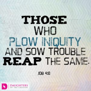 Those who plow iniquity and sow trouble reap the same.