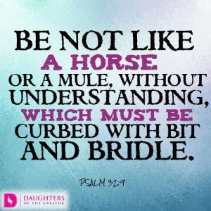 Be not like a horse or a mule, without understanding, which must be curbed with bit and bridle