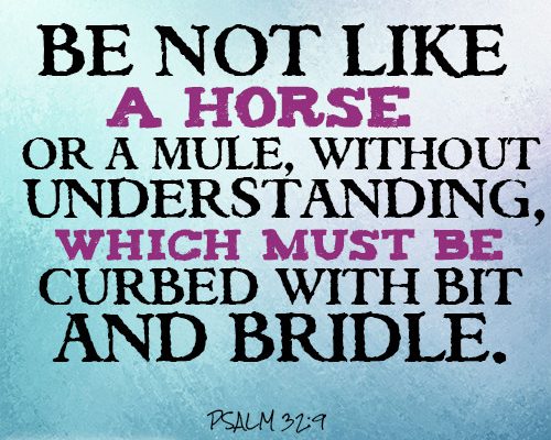 Be not like a horse or a mule, without understanding, which must be curbed with bit and bridle