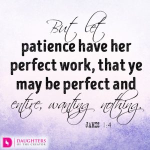 But let patience have her perfect work, that ye may be perfect and entire, wanting nothing