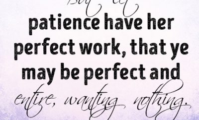 But let patience have her perfect work, that ye may be perfect and entire, wanting nothing