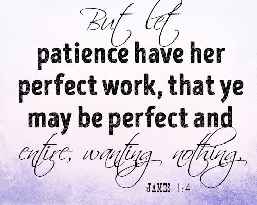 But let patience have her perfect work, that ye may be perfect and entire, wanting nothing