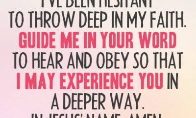 Dear Lord, I’ve been hesitant to throw deep in my faith. Guide me in Your word to hear and obey so that I may experience You in a deeper way. In Jesus’ name, amen.