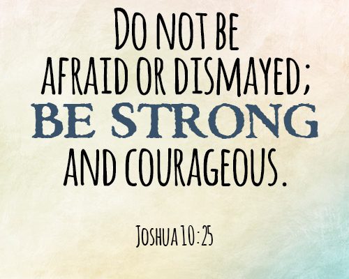 Do not be afraid or dismayed; be strong and courageous