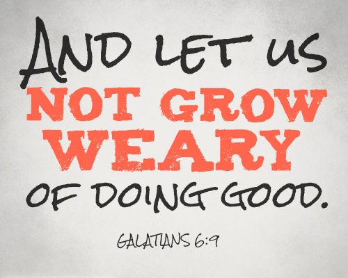 And let us not grow weary of doing good